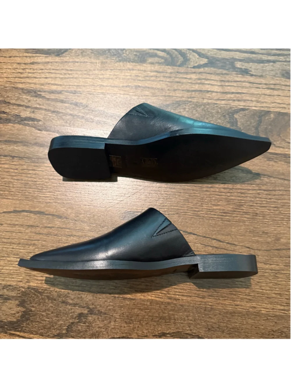 New Free People Becky Black Leather Mules SZ 7